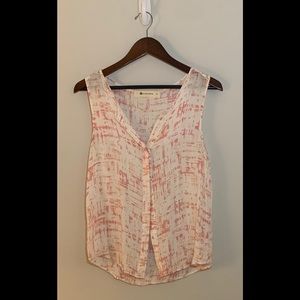 Impeccable Pig Women's Size S White and Pink Buttoned Blouse